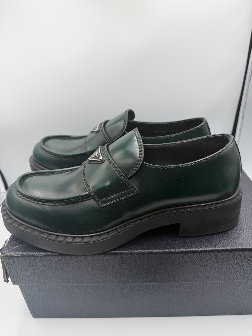New PRADA Triangle Logo Loafer In Bosco $1,200 42 - Picture 5 of 9
